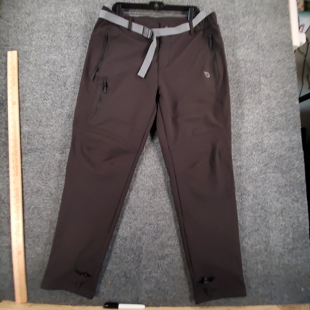 Baleaf Pants Mens XL Fleece Lined Softshell Black Hiking Winter Belted